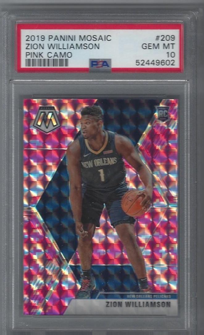 2019 Panini Mosaic Zion Williamson Pink Camo Rookie #209 PSA GEM