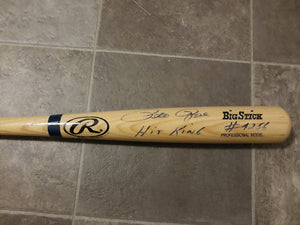 Pete Rose Autographed Baseball Bat Inscribed "Hit King"