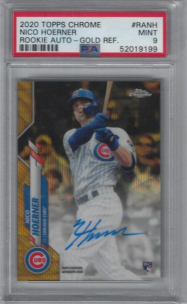 2020 Topps Chrome Nico Hoerner Rookie Autograph Gold Wave Refractor 02/50 #RANH PSA MINT 9
