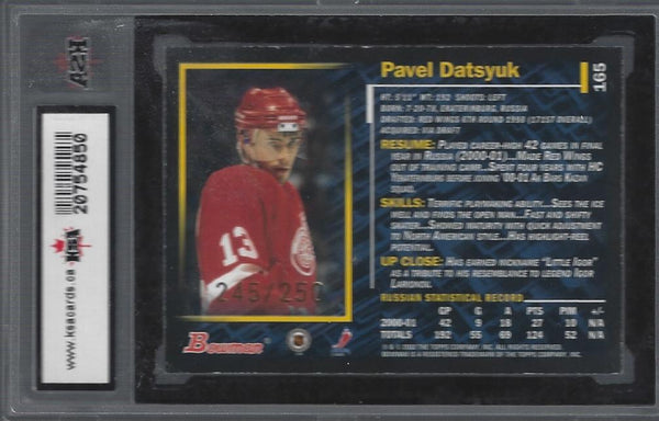 2001-02 Bowman Hockey Pavel Datsyuk Gold Rookie 245/250 #165 KSA MINT 8.5