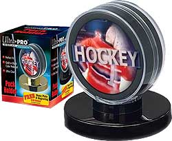 Hockey Puck Holder with Gold Base