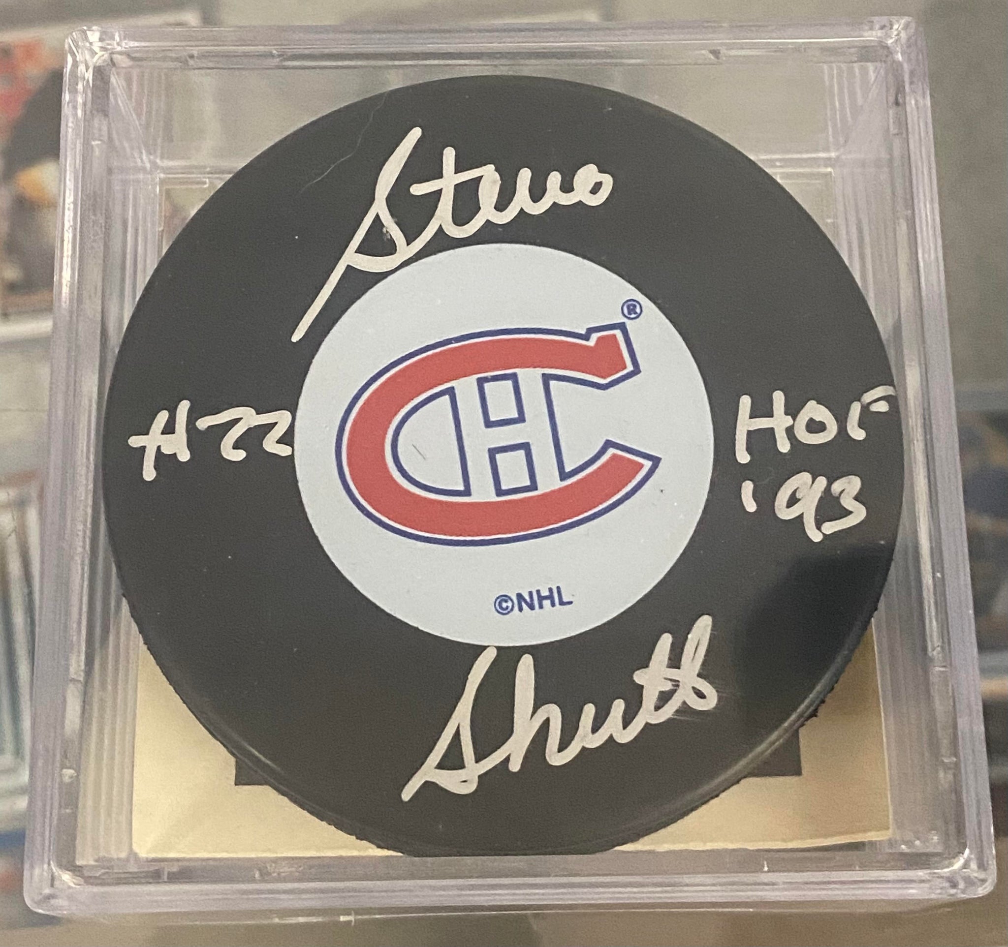 Steve Shutt Autographed Hockey Puck Montreal Canadiens with COA