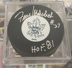 Frank Mahovlich Autographed Hockey Puck with COA