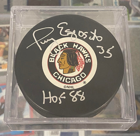 Tony Esposito Autographed Hockey Puck Chicago Blackhawks